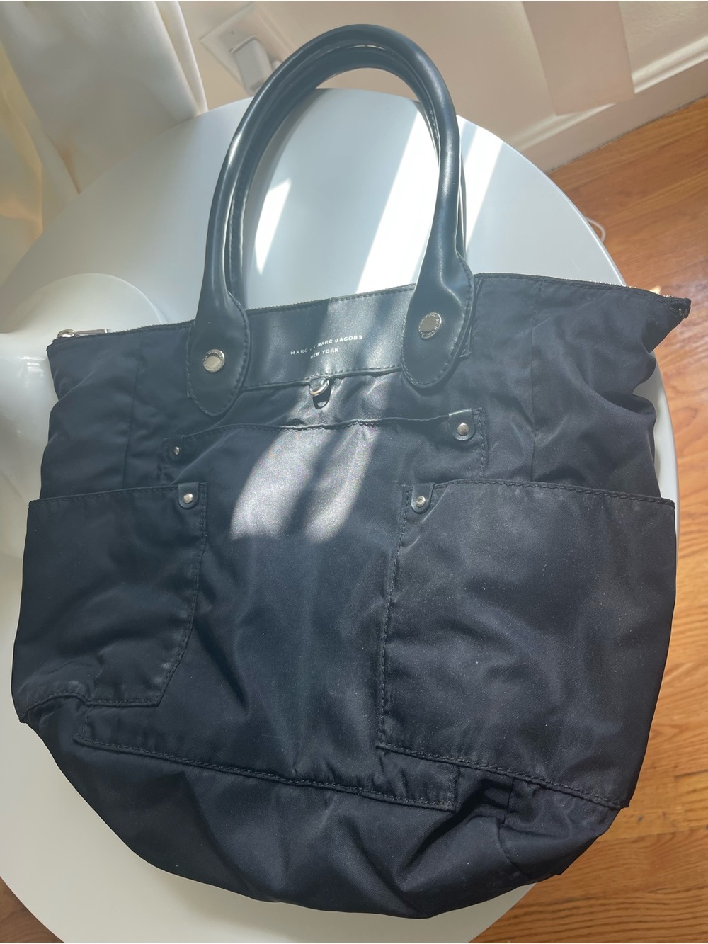Marc Jacobs Black Nylon Tote Bag with Leather Handles